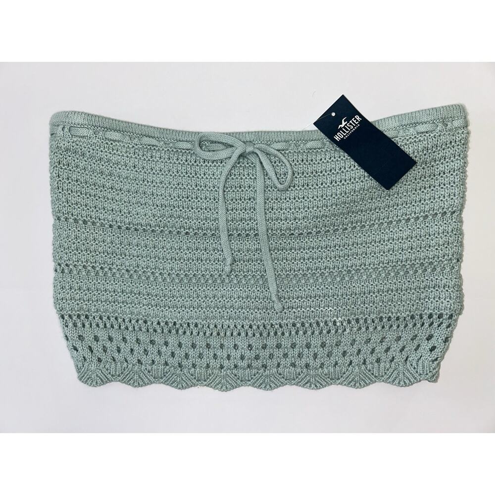 Hollister Y2K Crochet Knit Tube Top Sage Green Women’s Medium NWT